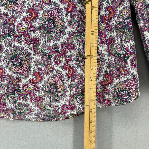 J. Crew Boho Tunic Top Women's L Petite Multicolor Print Long Sleeve V-Neck - Picture 8 of 9